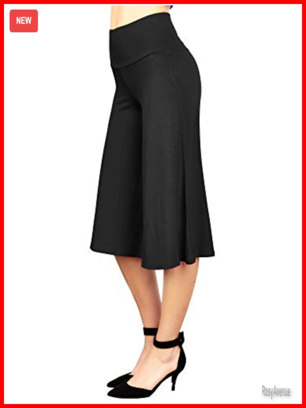 High Elastic Waistband Wide Leg Palazzo Culotte Gaucho Capri Pants S~5XL